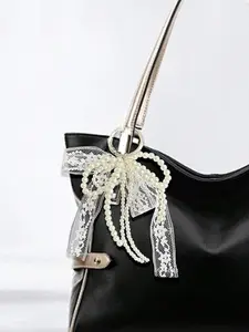 Y2K Cute Minimalist Fashion Beaded Pearl Bow, Multi-Functional DIY Keychain/purse Charm Set, Ideal Gift for Couples, Women, Girls, Friends