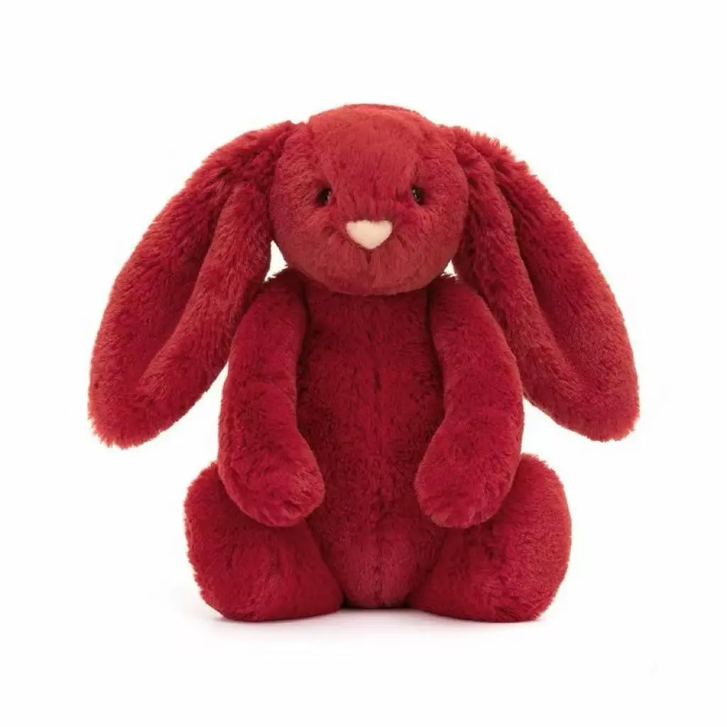 Burgundy Red Bunny Plush, Soft Long Ear Stuffed Animal, Cute Room Decor, Christmas Valentine Birthday Gift for Her, Keychains