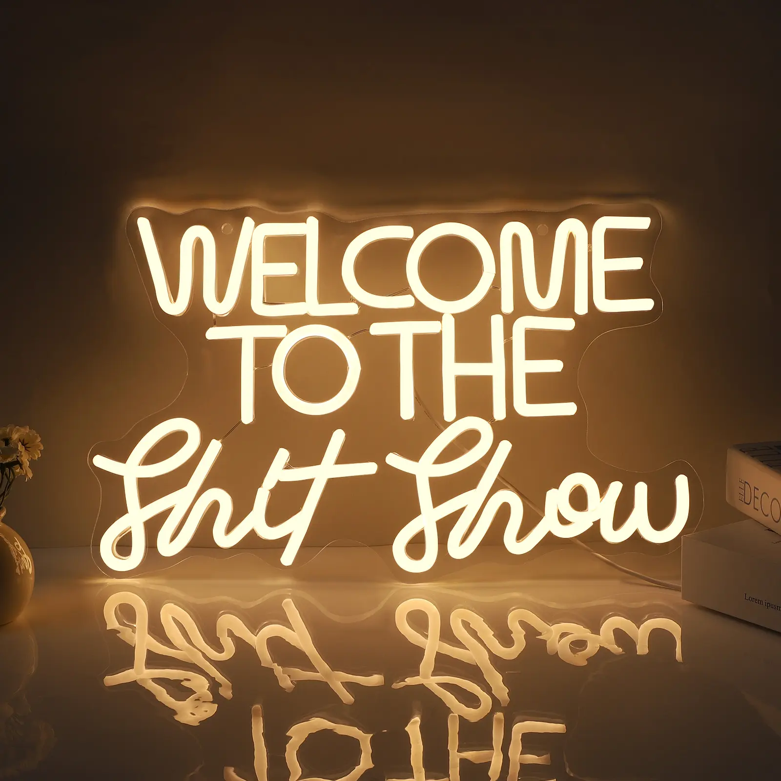 SERBASIC Dimmable "Welcome to the Chaos Show" Neon Sign - USB-Powered, Warm White Light, ON/OFF Switch, Interior Wall Hanging Decor, Party Lights, Versatile Novelty Mood Lighting, Valentine's Day Gift