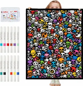 DIY Coloring Blanket for Adults&Kids, Color Your Own Blanket with24 Markers, Washable Cozy Velvet Kit for Everyday Use &Home Decor, Adds a Unique Touch to Living Rooms or Kids'Spaces (Animal) Custom Coloring Sherpa Blanket Kit Color-Fillable Flannel Art