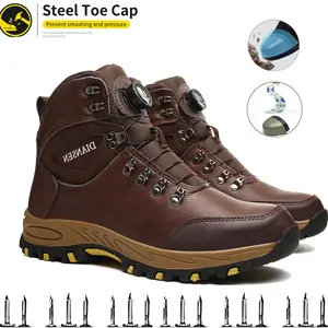 Rotating Button Steel Toe Safety Shoes For Men's Work Boots Indestructible Protective Boots Construction Work Shoes Slip-resistant shoes Waterproof boots anti piercing shoes comfortable work boot workout sneaker