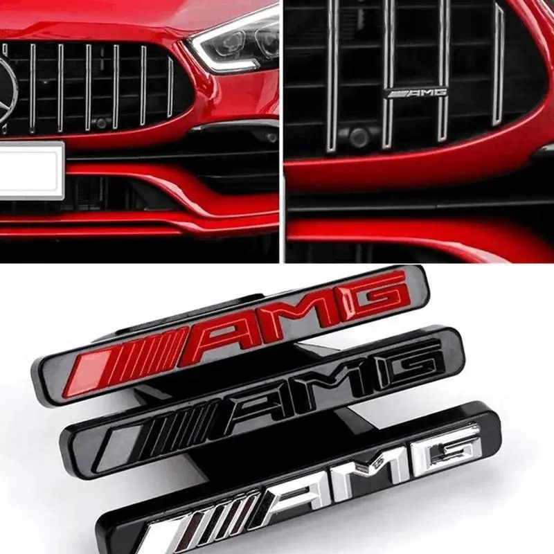 1pcs 3d AMG Logo Emblem Car Front Grille Badge Car Styling For Mercedes Benz W124 W168 W169 W176 W177 W202 W203 W204 W205 W210