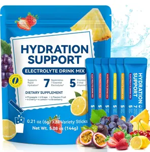 Electrolyte Powder Packets Sugar Free Hydration Powder Drink Mix with 7 Essential Electrolytes and 5 Vitamins for Nutrient Replenishment and Vitality Support 24 Count 6 Flavor Variety Pack for Fast Rehydration Gym and Travel Recovery
