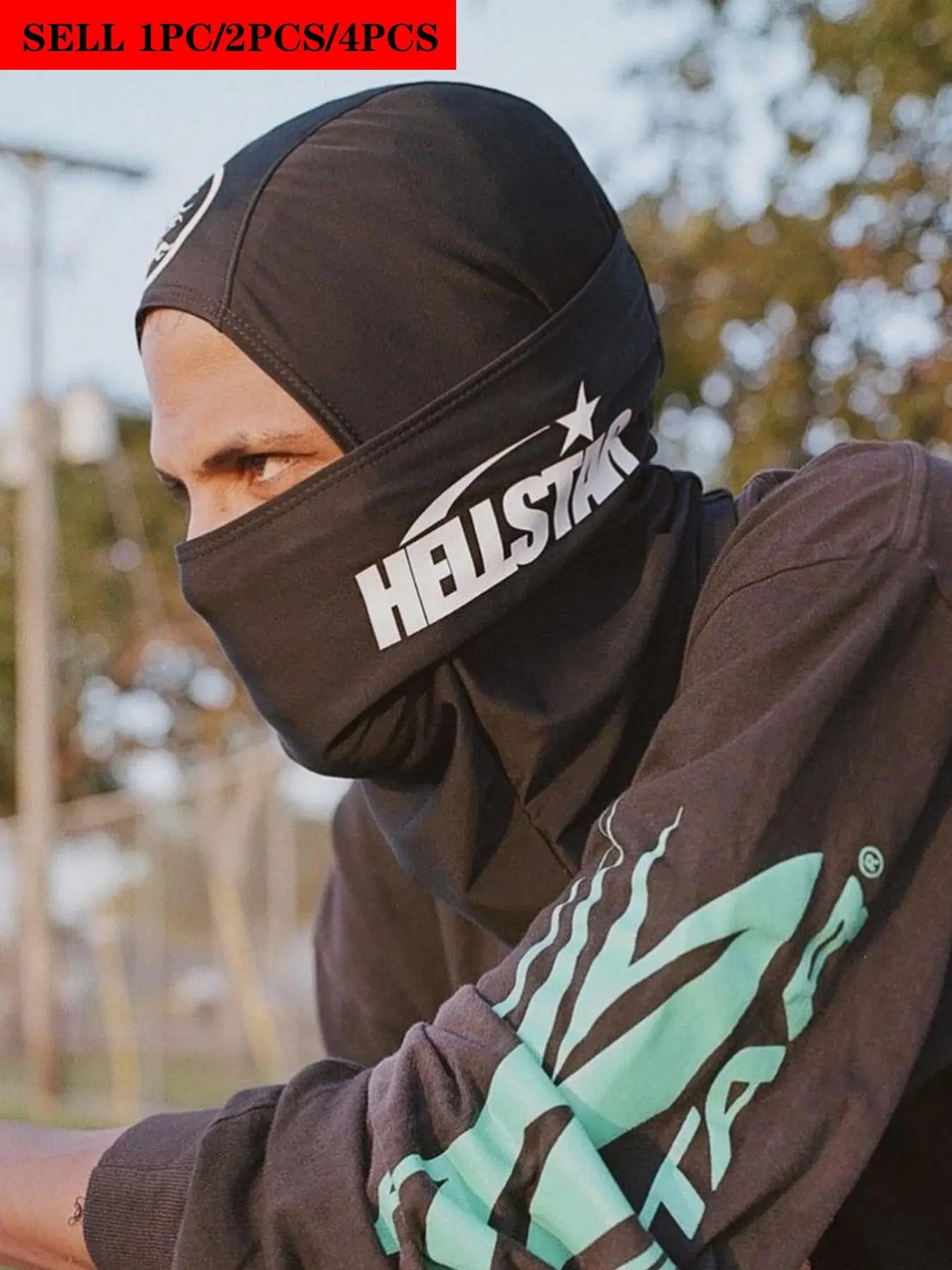 4pcs/2pcs/1pc Unisex Hip Hop Printing Full Balaclava Mask Neck Gaiter Headwear Breathable Ski Mask for Men Women Outdoor Sports Hiking Fishing Commuting Suitable for Daily Wear Balaclava Ski Masks Ski Face Mask