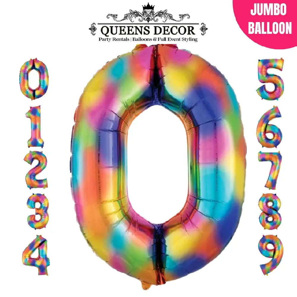 32in Jumbo Number Balloon Rainbow Foil for Party Balloons & Balloon Styling
