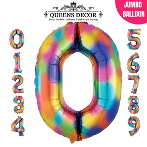 32in Jumbo Number Balloon Rainbow Foil for Party Balloons & Balloon Styling