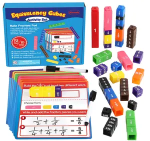 Aizweb Interlocking Fraction Cubes Activity Set - Math Manipulatives for Elementary School, Equivalent Fraction Manipulatives, Percents Cubes, Decimals Cubes, Thanksgiving Homeschool Supplies & Classroom Learning