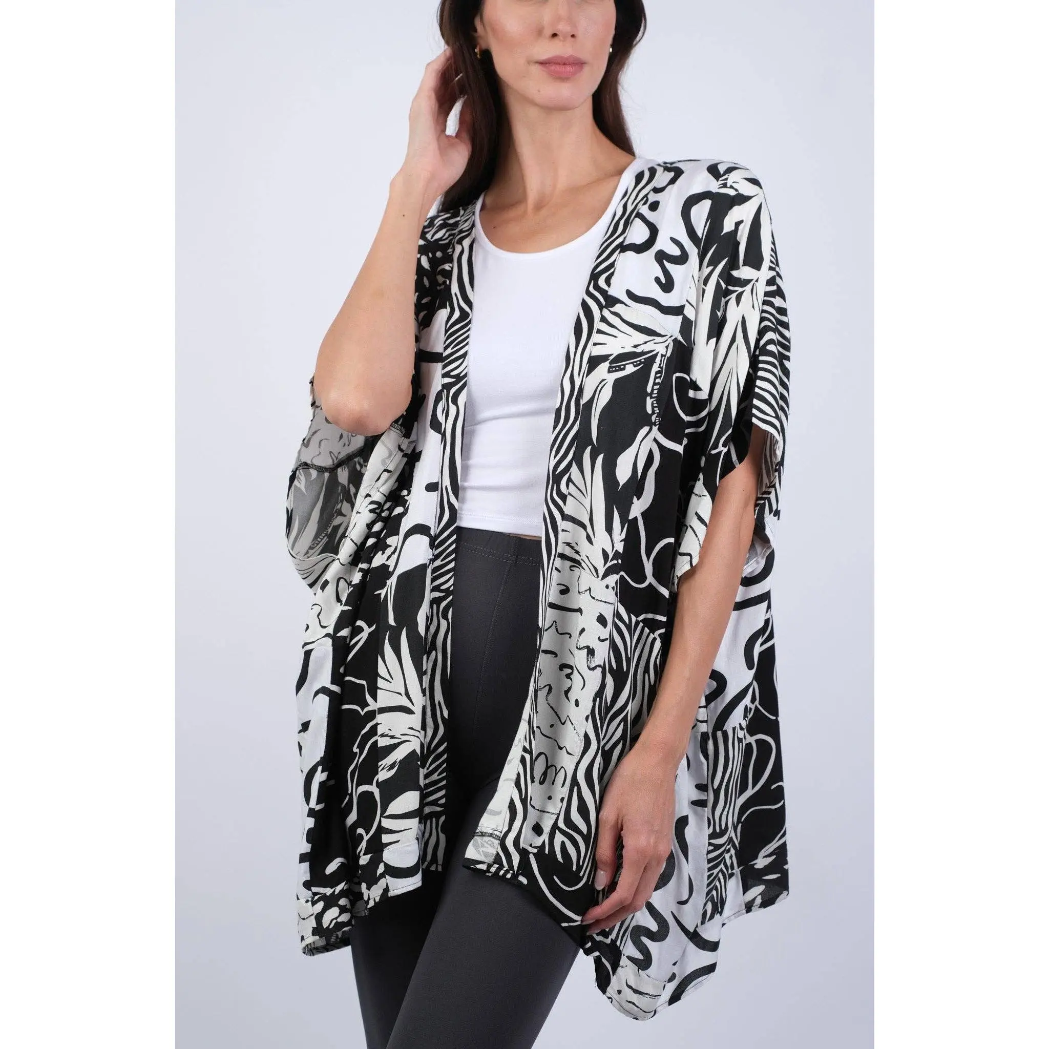 Final Sale - Black & White Aura Patchwork Cardigan