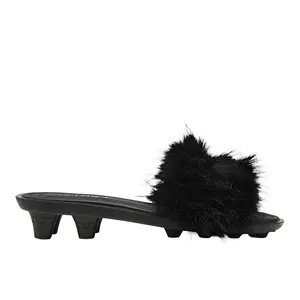 PUMA Womens Fenty X Chic Faux Fur Slide Casual Sandals Casual - Black