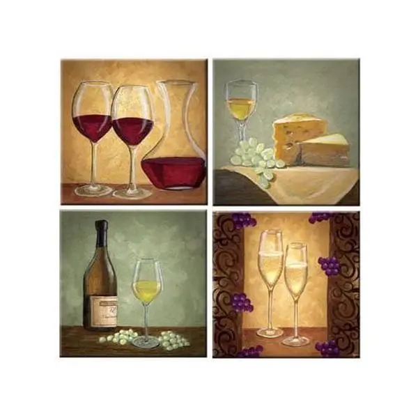 McGowan TT00650 Tuftop Square Tempered Glass Wine Cellar Coasters, Set of 4, 4x4 in, Heat-Resistant, Vivid Colors