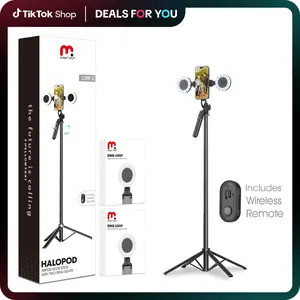 72" Phone Tripod with Balance Handle, Portable Selfie Stick with Wireless Remote, Adjustable Tripod Stand & Travel Tripod with Dual Dimmable Lights