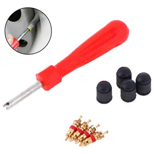 1 Set Tire Valve Service Kit 4 Valve Cores 4 Valve Caps 1 Valve Stem Screwdriver Tire Repair Tool For Car Motorcycle Bus Truck Car Repair Tools