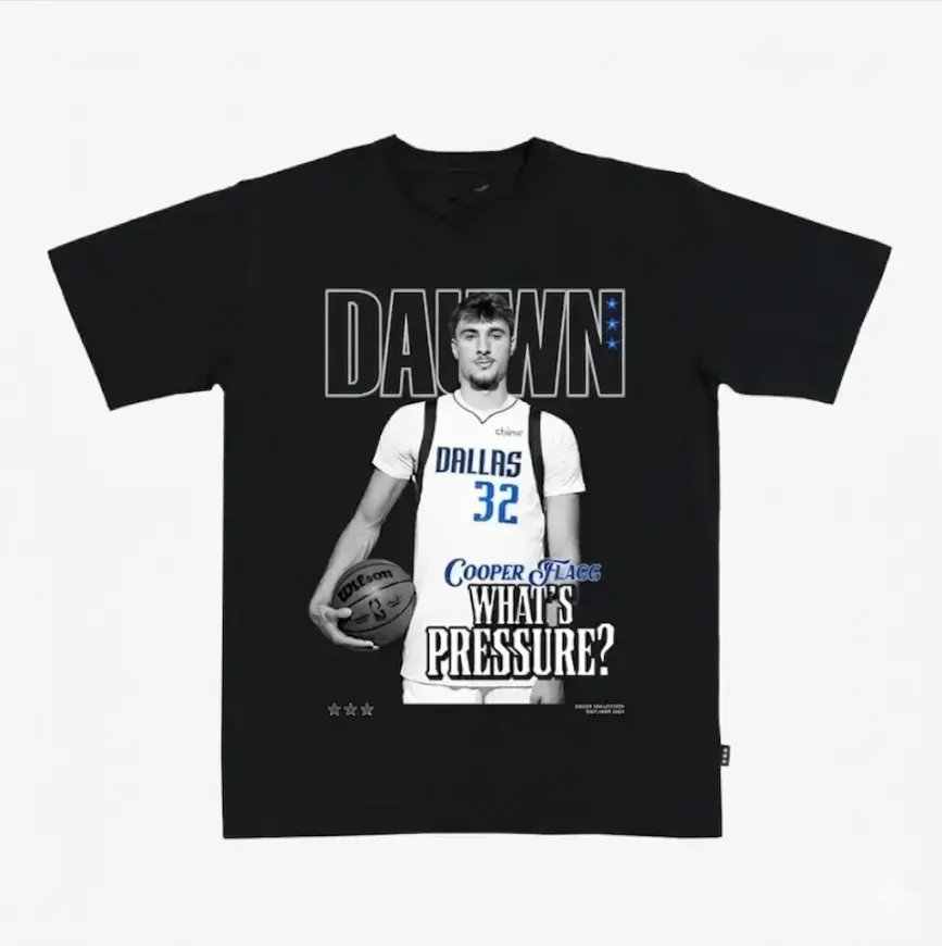 Cooper Flagg “What’s Pressure?” Basketball Adults and Youth T-Shirt, Black Graphic Tee Featuring Dallas #32 College Hoops Star Designs Graphic Tee, Vintage Y2K, Streetwear, Gift For Fan