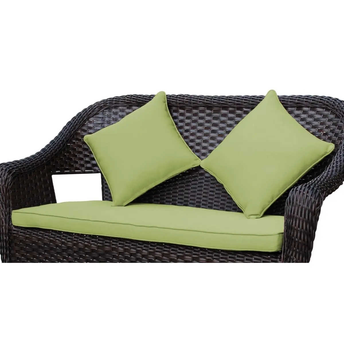 Clark Loveseat Cushion with 2 Pillows - 2 in. Sage Green Outdoor All-Weather Poly Pads, Sun Protection, UV Fade-Proof, Stain-Resistant, Waterproof, Mildew-Resistant