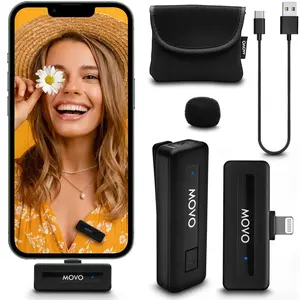 Movo - Wireless Mini DI | Compact Lavalier Microphone System | iPhone Compatible | Professional Audio Recording |  Wireless Lightning