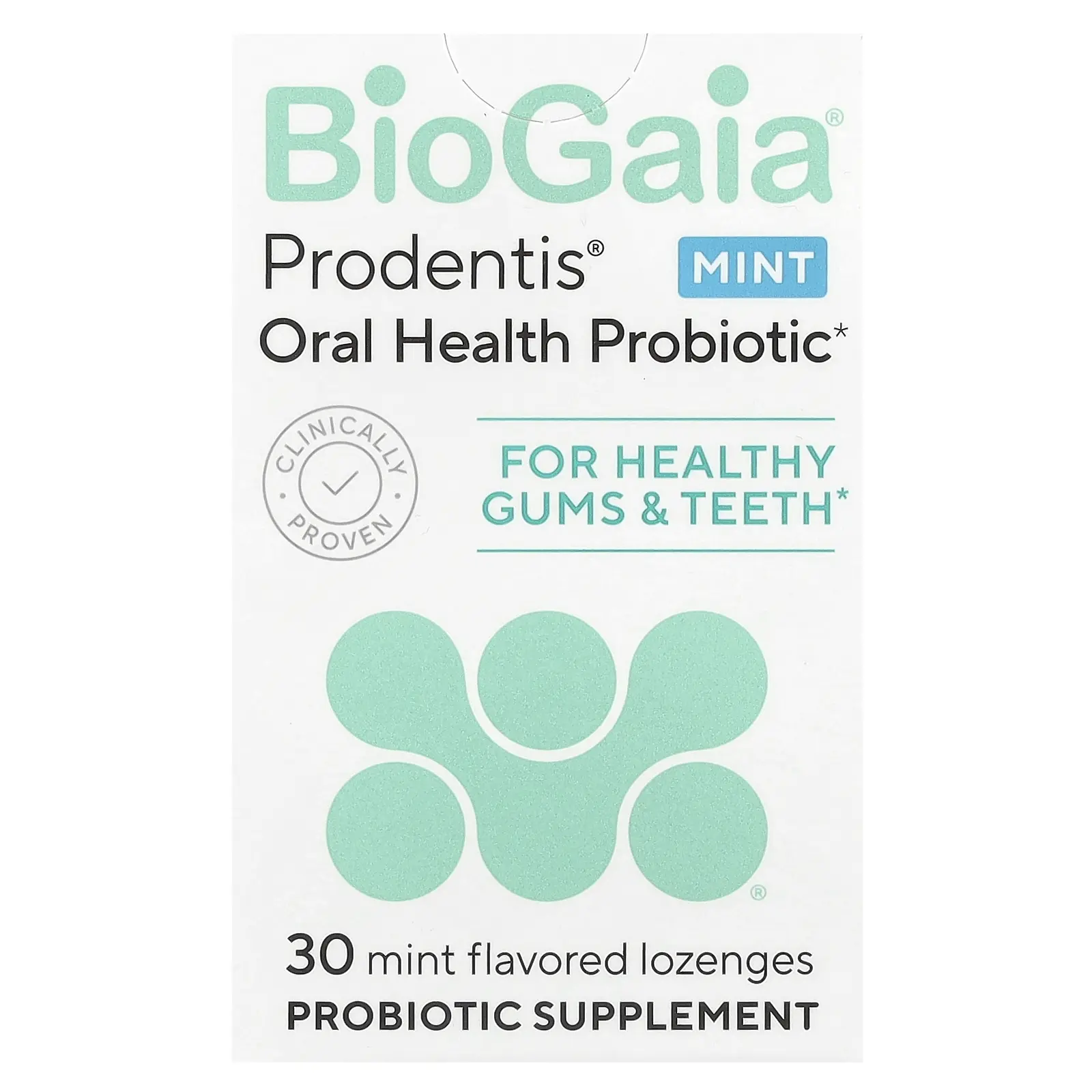BioGaia Prodentis® Oral Health Probiotic, For Healthy Gums & Teeth, Mint, 30 Probiotic Lozenges