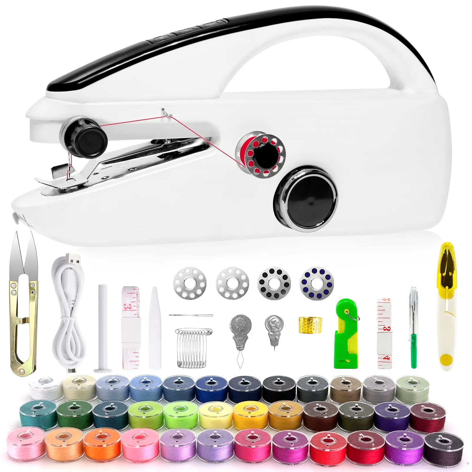 Mini Portable Electric Handheld Sewing Machine, Handy Fabric Stitcher, Cordless Clothing Repair Sew Machine for DIY Craft & Emergency Sewing
