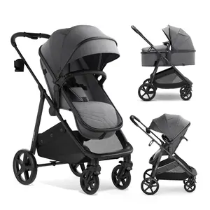 Mompush Wiz Pro 2-in-1 Baby Stroller, Full-Size All-Terrain Premium Stroller with Newborn Mode and Reversible Seat, Snack Tray Included, Large UPF 50+ Canopy & Storage Basket