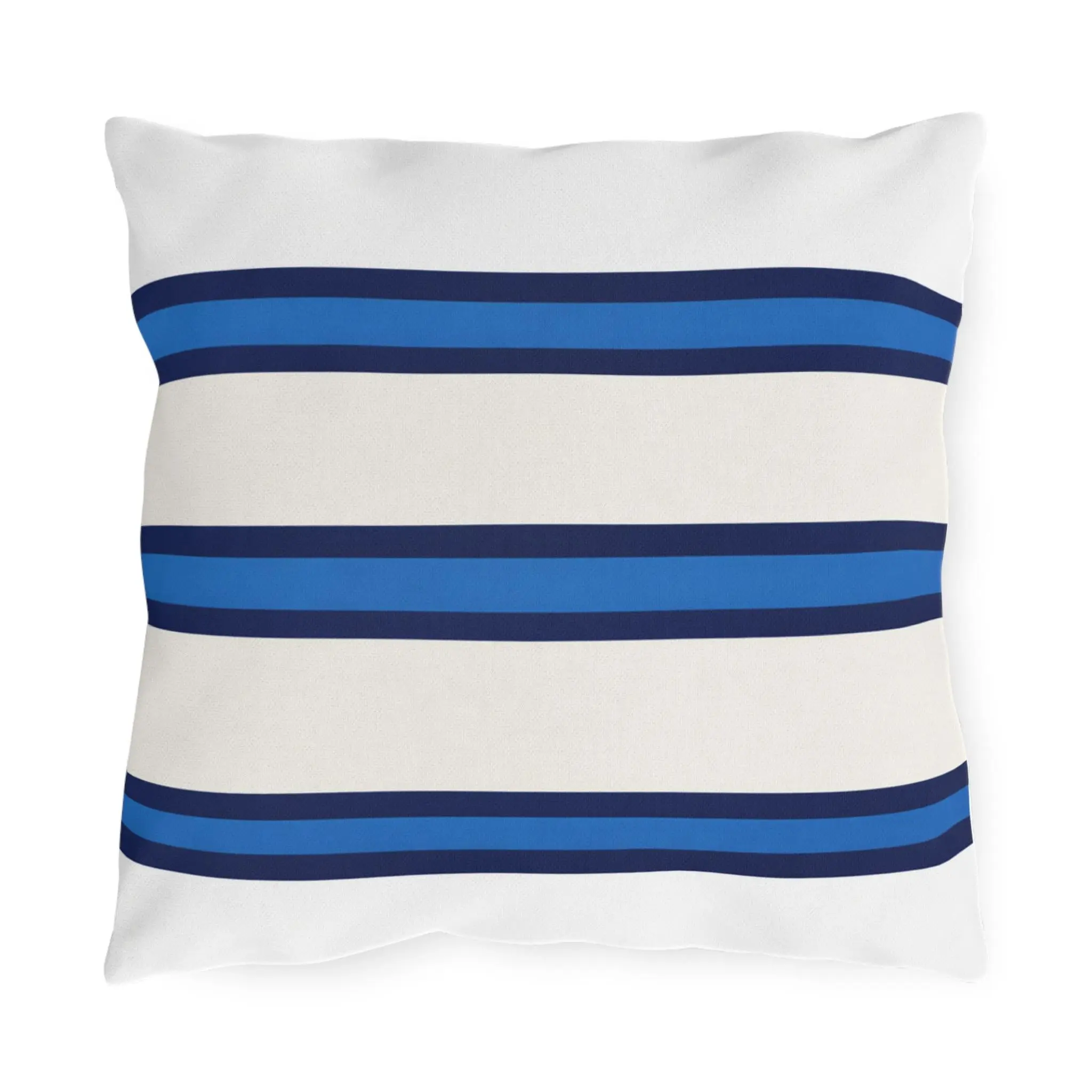 Navy Blue Stripe Outdoor Pillow | Square Patio Cushion, Coastal Cabana
