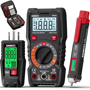 【FathersDayGift】KAIWEETS Electrical Test Kit KIT01, Digital Multimeter, Smart Non-Contact Voltage Tester & GFCI Outlet Tester with LCD, Complete Set with Carrying Case & Batteries for Electrician, DIY & HVAC