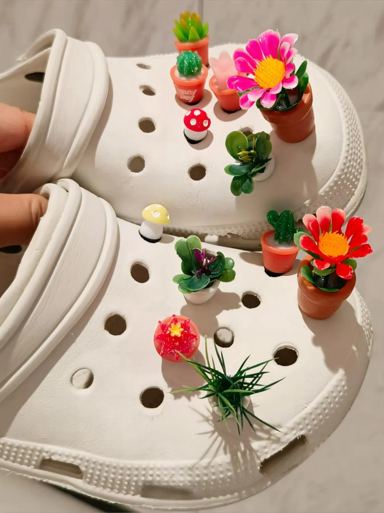 12-Pack Hole Shoe Decorations, Bling Shoe Charms, 3D Flower Design, Plant Pot Decoration, Mushroom Ornament, Garden Theme Party Supplies, Unisex, Shoe Charms Set