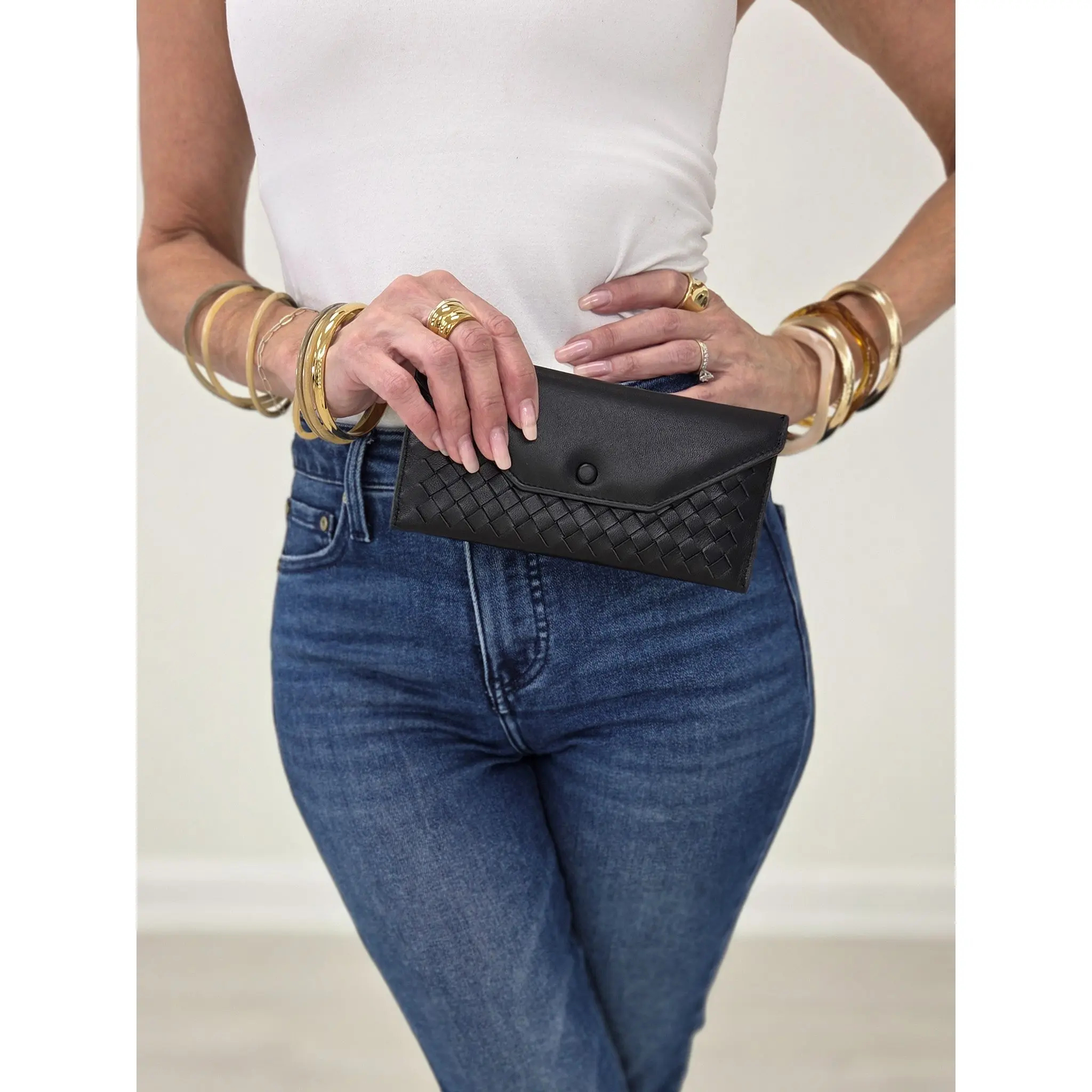 Woven Handmade Leather Wallet- Black
