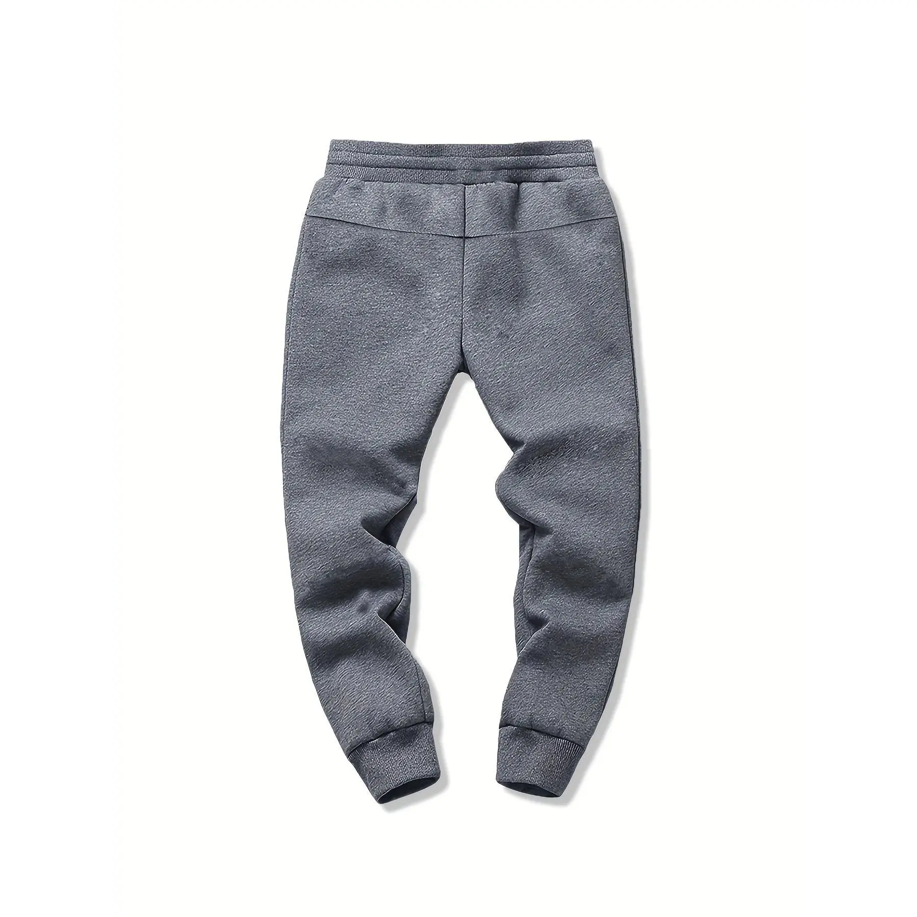 Fashionable and Warm Children's Fleece Sweatpants Mid Waist Drawstring Casual Long Pants Boys' Autumn and Winter Clothing Below the Ankle