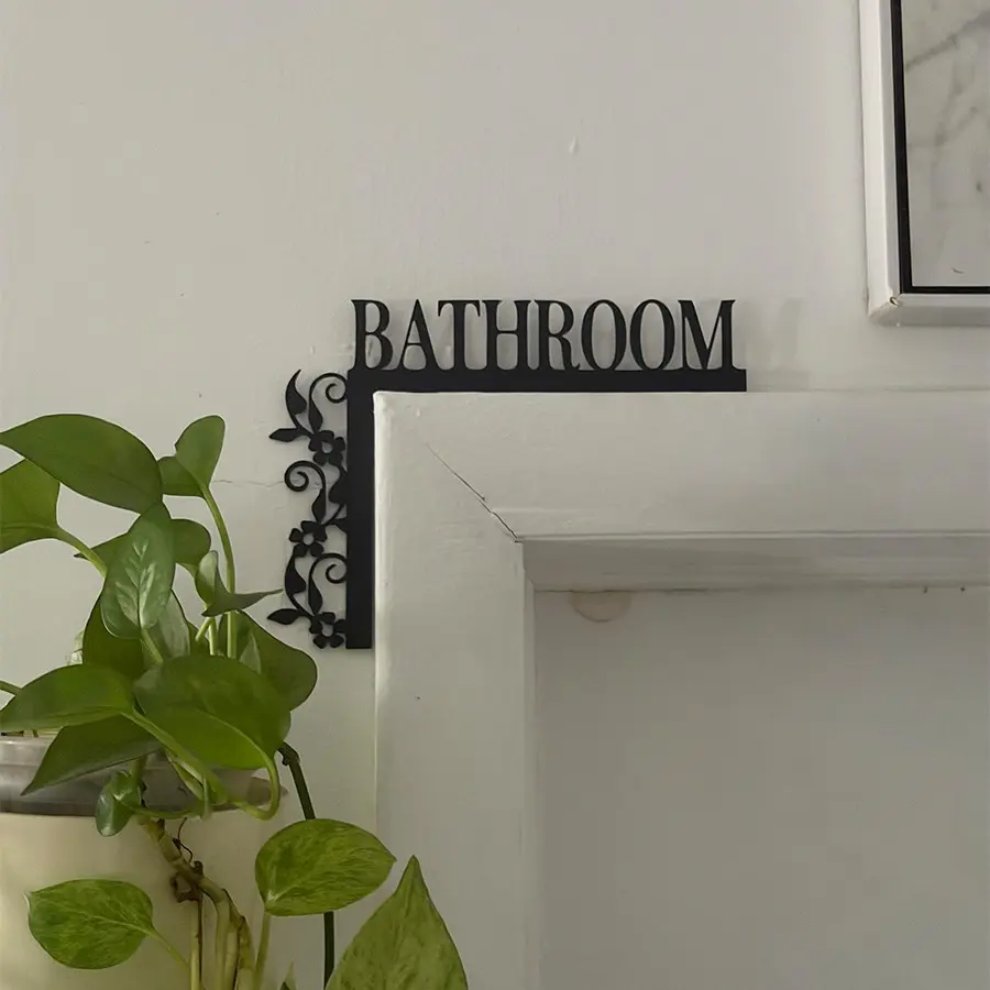 1Pc elegant metal bathroom door logo, wall-mounted wrought iron decorative sign, with floral design, suitable for home interior decoration and bathroom decoration, Decorative Plaque Sign