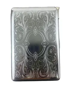 Designed Metal "Floral Swirl" Silver Case w/Built in Lighter