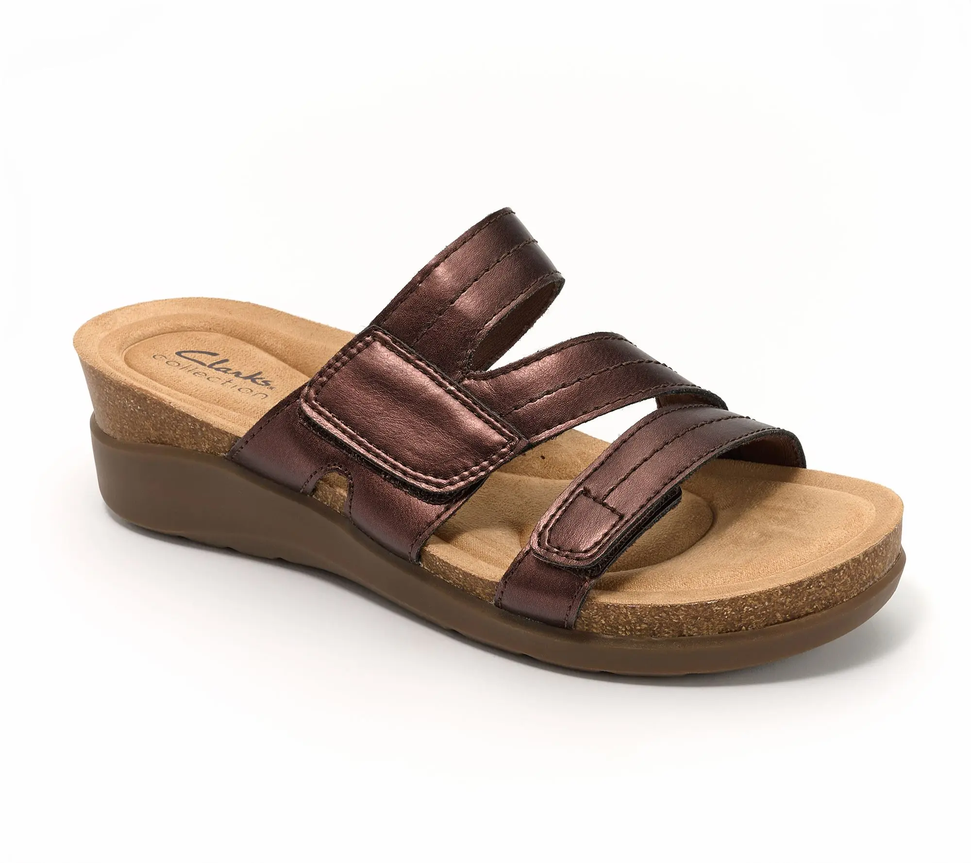 Clarks Collection Leather Slide Sandals -Calenne Holly