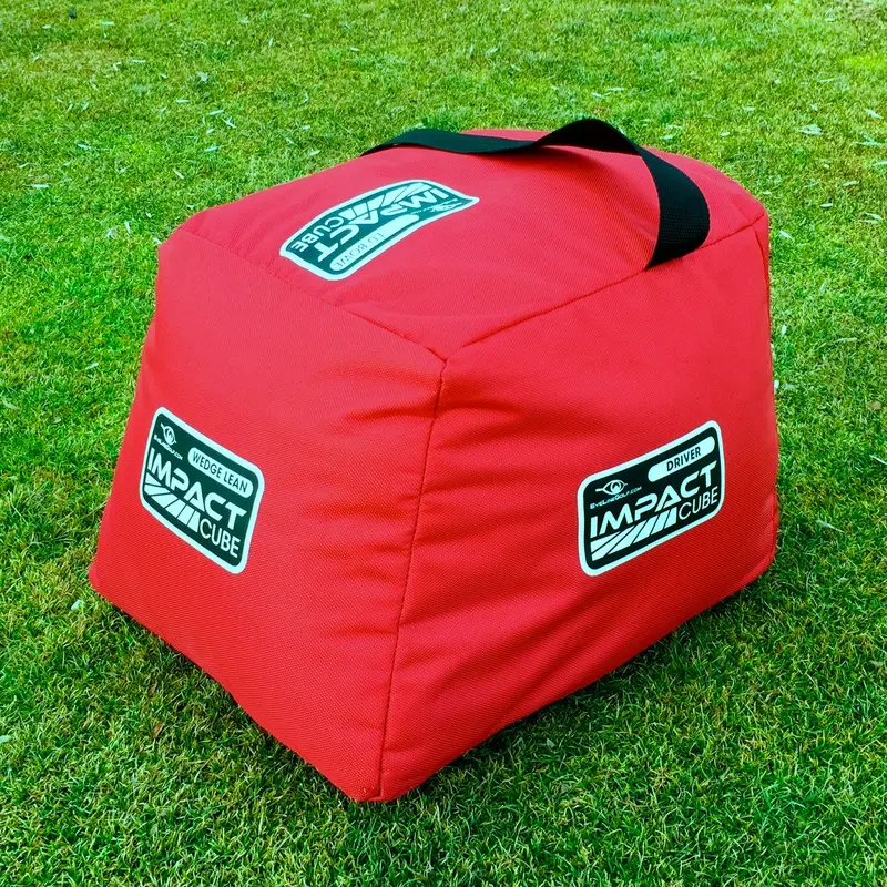 Impact Cube 2.0 Golf Swing Trainer - Ultra-Durable Ballistic Nylon Golf Gadget, Unisex Functional Aid with 4 Impact Positions, Cube Shape, Angled Sides for Power & Consistency, Home Practice, No Ball Needed, Feel Shaft Lean in Real Time, Inside Attack Cue