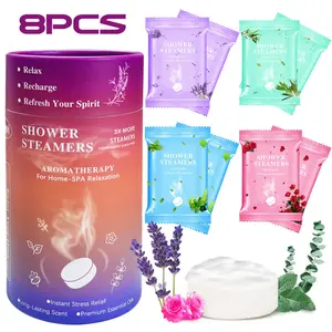 Fragrance Non-Toxic Eco-Friendly Aromatherapy Shower Steamers - 8 Pcs Natural Essential Oil Bath & Body Care for Adults' Stress Relief, Women's Birthday Gifts, Home SPA Self Care Items
