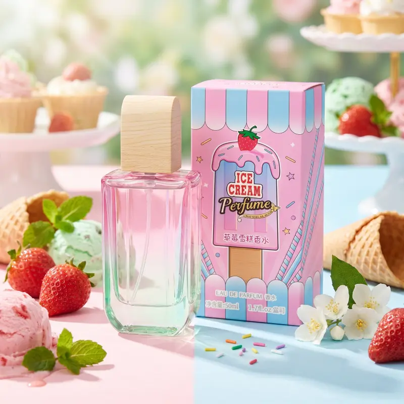EBYVEN Eau de Toilette, Strawberry Ice Cream Signature Scent for Women, Fruity & Sweet Dessert Beauty Perfume for Daily Use, 50ml, Dessert Scent, Adults, Gourmand Strawberry Women's Fragrance, Fruit Flavor Women's Fragrance