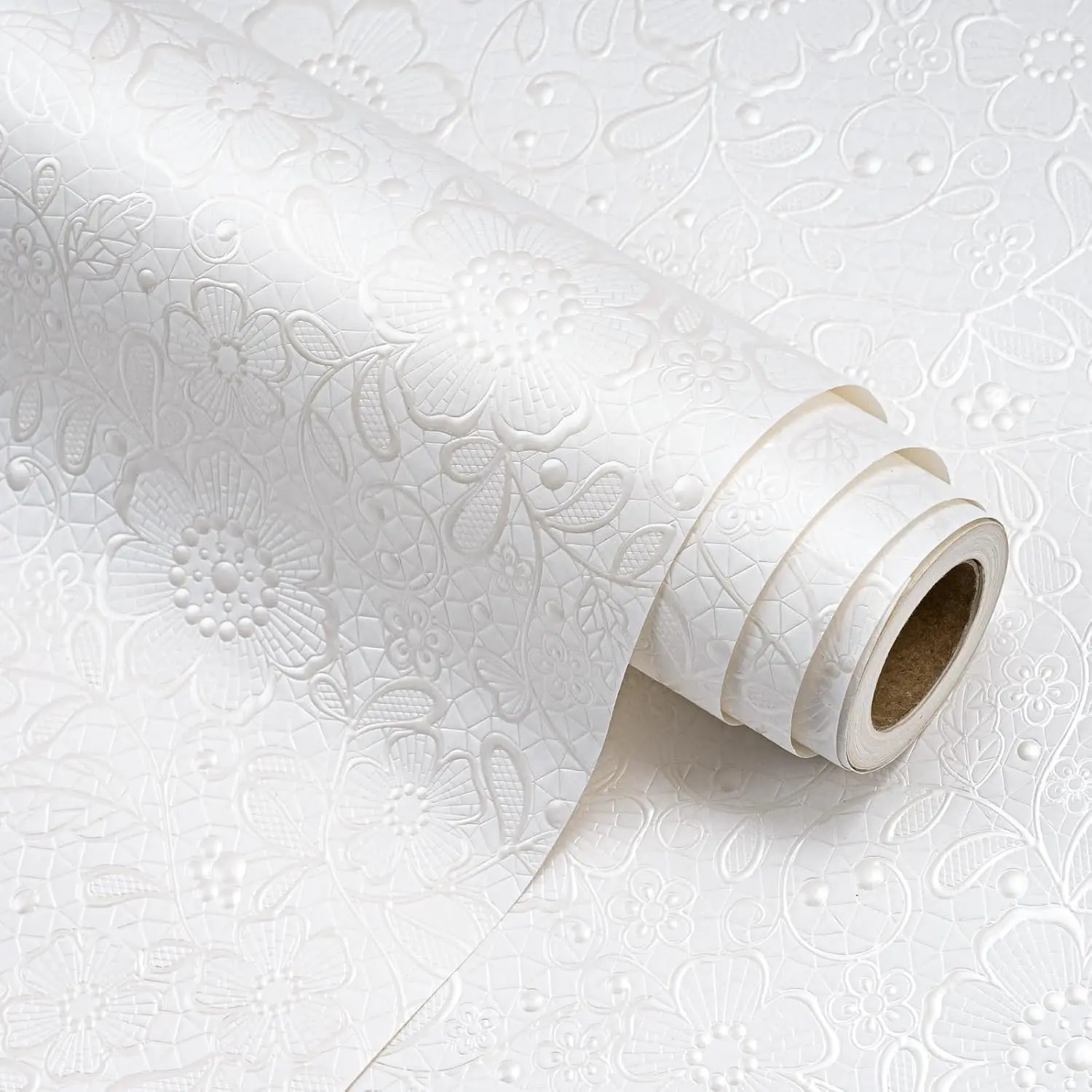 WRAPAHOLIC 3D Embossed Kraft Love Wrapping Elegant Heart Floral Design with Gold Silver Foil Finish, Luxury Gift Wrap for Valentine's Day, Wedding, Anniversary, Bridal Shower, Birthday Gifts,Paper Roll - 17 Inch x 16.5 Feet