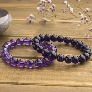 Natural Amethyst Uruguay Amethyst Dark Light Color Bracelet Jewelry Amethyst Single Circle Women's 4A
