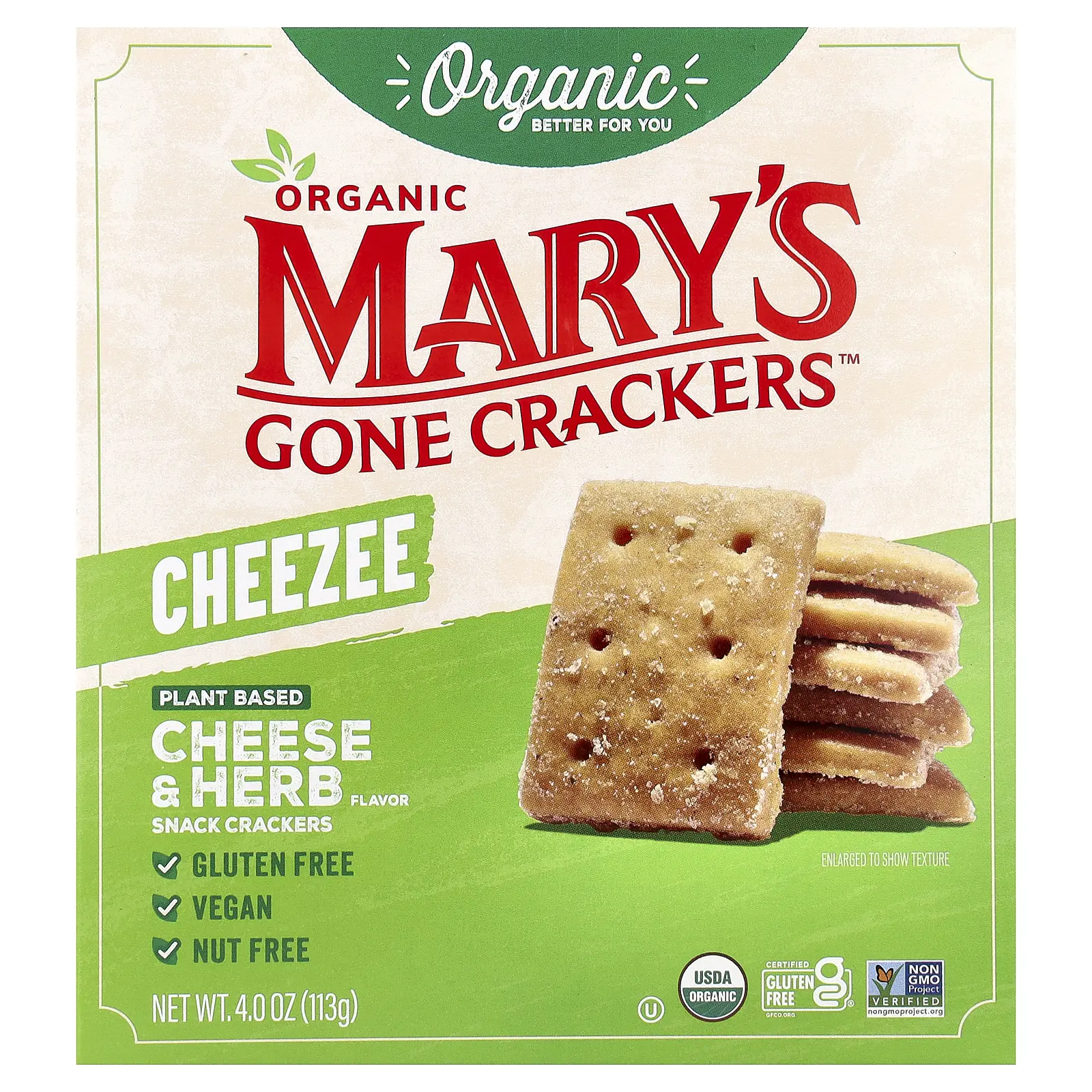 Mary's Gone Crackers Organic Cheezee Snack Crackers, Cheese & Herb, 4 oz (113 g)