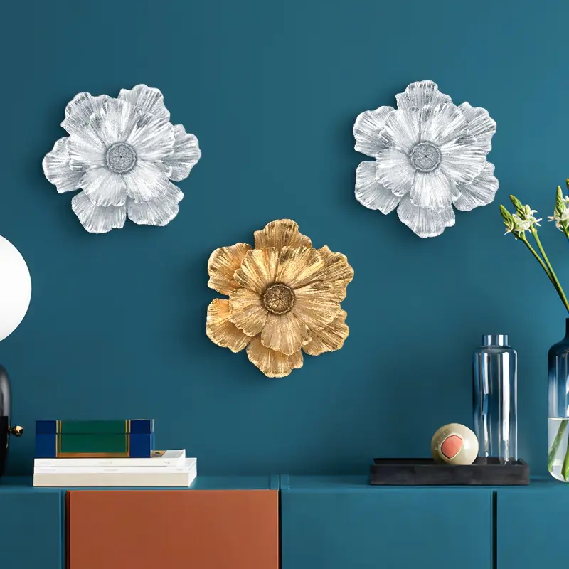 1PC, flower-shaped wall resin hanging decoration, TV background wall hanging, European-style home wall decorative hanging decoration, Aesthetic design, suitable for home, hotel, restaurant wall decoration, Interior Wall Decor