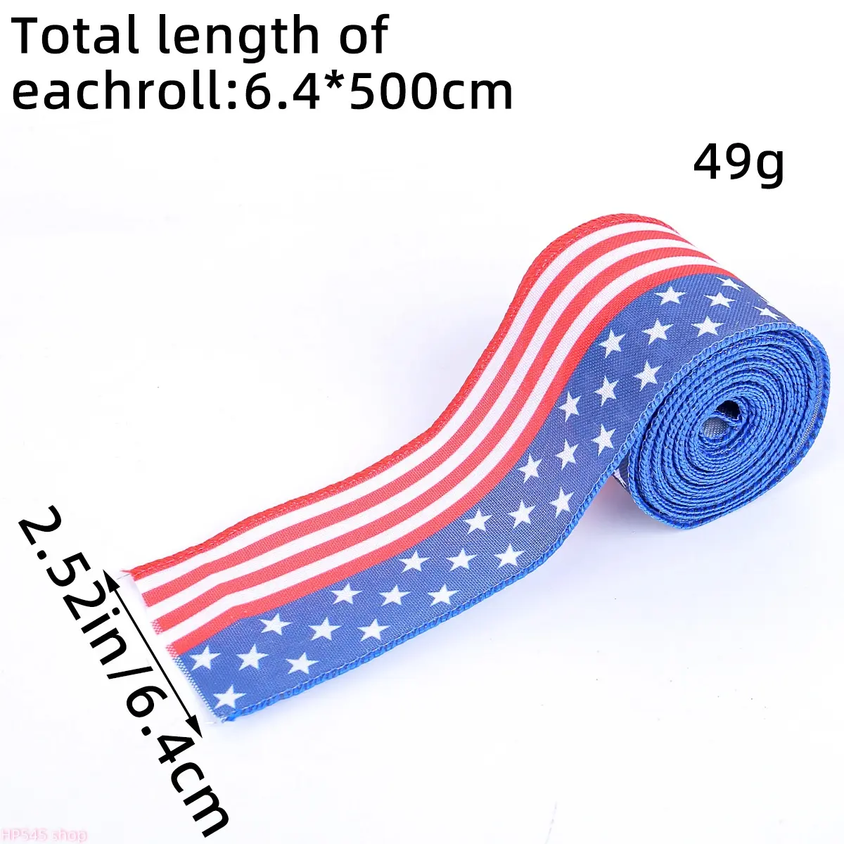 Wired Burlap Ribbon 2.5 in x 10 yd, Patriotic Stars Pattern for 4th of July Crafts, Bow Making, Wreaths & Gift Wrapping, Wired Ribbons, Fourth Of July, Diy Decor, 2.5 Inch × 10 Yards homedecor