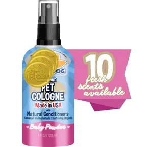 Bodhi Dog Natural Dog Cologne (Baby Powder) - Premium Scented Deodorizing Pet Perfume with Conditioner for Dogs & Cats - Keeps Pets Fresh & Clean - Gentle and Safe Formula, Made in USA (4 Fl Oz)