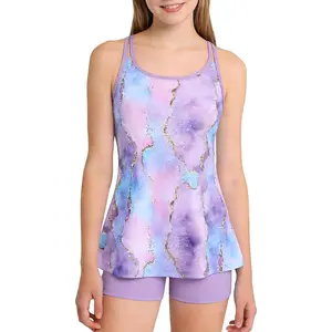 Tankini Swimsuits for Girls Flowy Tank Tops with Shorts 2 Piece Bathing Suits for Teens Girl 7-18 Years
