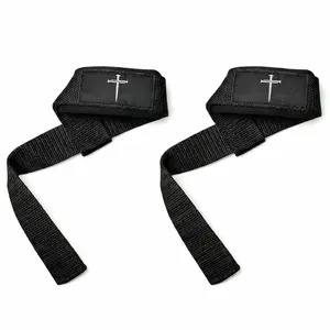 Christian Weight Lifting Straps - Black Cross Design for Enhanced Grip and Support