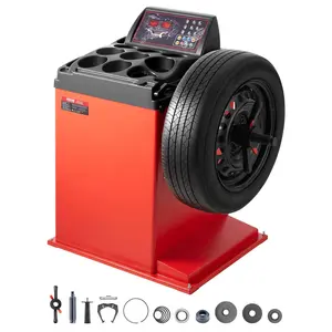 fathersdaygift VEVOR Tire Changer Machine, 18 Spindle, Durable Tire Balancer with 4 Size of Conic 45# Steel, Reinforced Tire Balancer with Complete Measuring Tools Multi-Compartment, Fit for 1.5-18 Wide Tire
