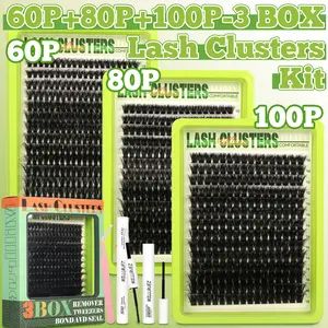 3 styles Eyelash Lashes  Ultra-thin Band Lash Clusters  Extension Natural  Bond Seal and Remover Eyelash Makeup Look Wispy Eyelashes Volume Soft comfortable Makeup at Home Easy to Apply Makeup Women Gift Cosmetic