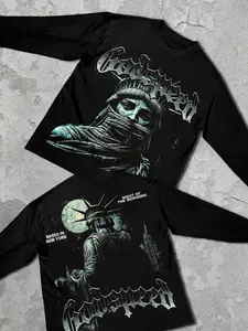 Unisex Long Sleeve Crewneck T-Shirt, Tops, Graphic Print Design, Fashionable Streetwear, Casual Vintage Style, All Seasons Comfort Fit