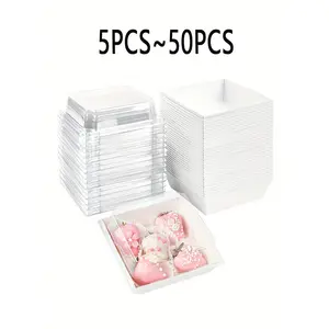 5/10/20/30 Pack Dessert Boxes with Transparent Lids, Oil-Proof Kraft Paper, Baking Food Containers for Cookies, Macarons, Cakes, Sandwiches, Bakeware