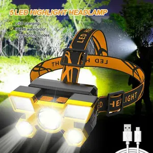 COB LED Headlamp USB Rechargeable Head Light Flashlight Torch Lamp, LED Headlamp Rechargeable Headlight Zoomable Head Torch Lamp Flashlight, High Lumen Flashlight, Adjustable Waterproof Flashlight