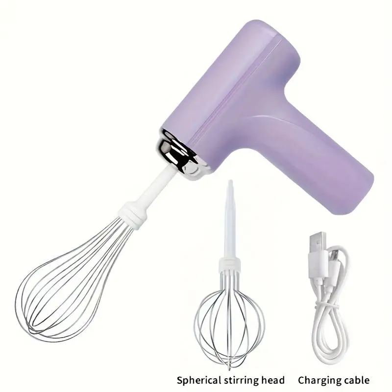 Rechargeable 3-Speed Multifunctional Hand Mixer - Space-Saving, Easy-Clean & Durable Kitchen Mixer for Home Baking, Coffee Lovers & Baker, Cordless Kitchen Mixer, Food Mixer