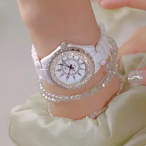 2025 New Model Student Small Luxury Ceramic Watch Full Diamond Women's Watch