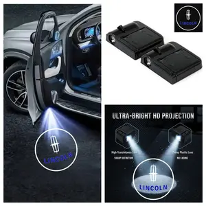 4PCS Lincoln Logo Car Door Welcome Light, Projection & Atmosphere Lamp, No-Drill Stick-On Easy Installation, Fit for Navigator/Continental/MKZ/Nautilus/Aviator, Car Door Lights