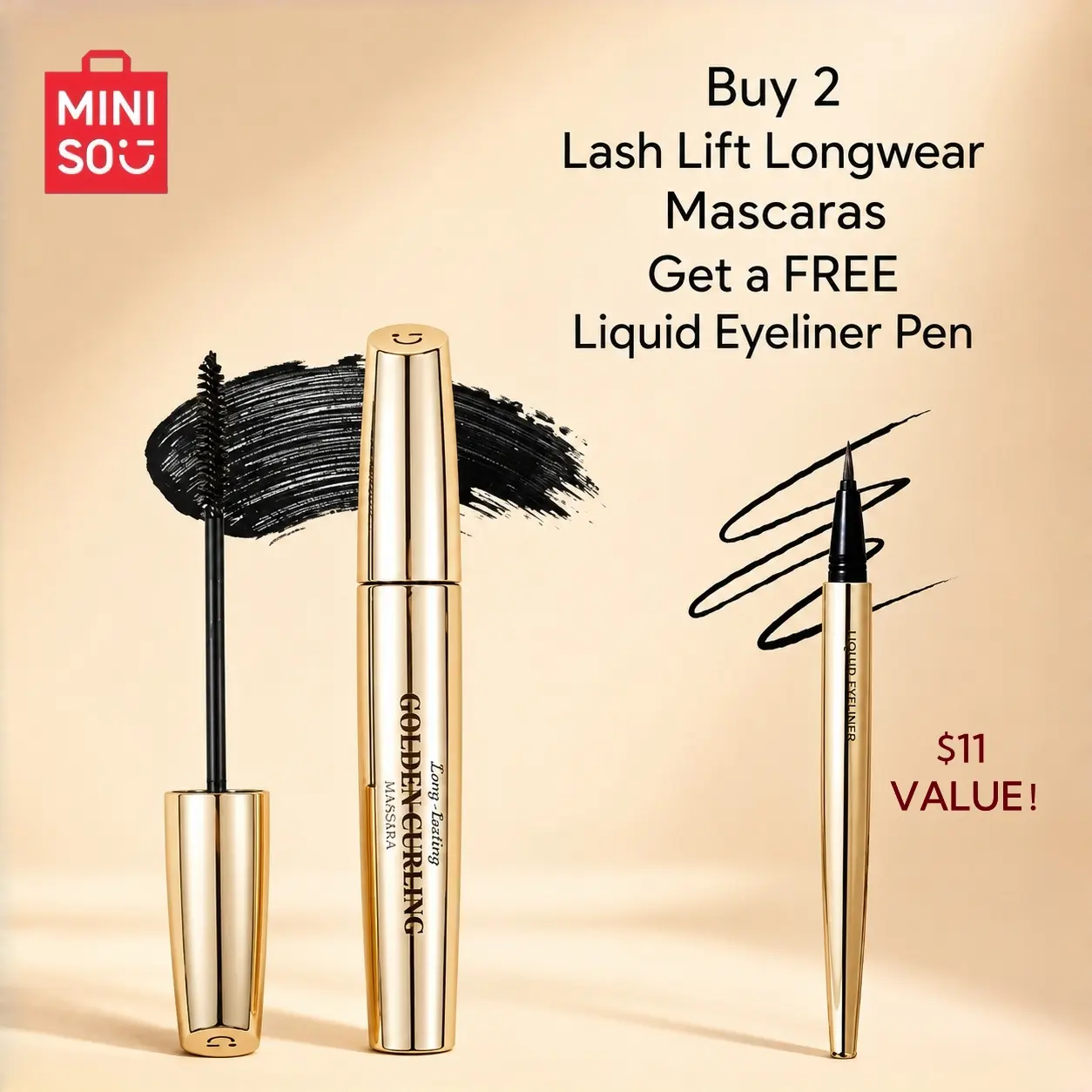 Golden Tube Lash Perm Mascara | Lengthens & Lifts Lashes for Voluminous, Extended Look, Waterproof Longwear Mascara That Won’t Smudge，Back to school